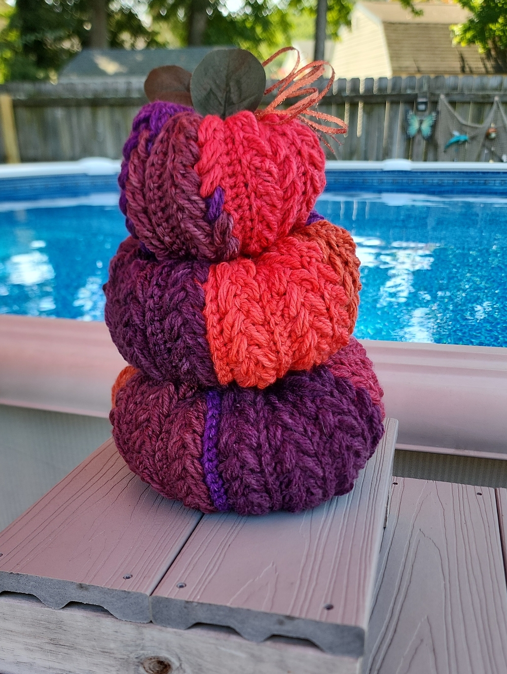 Handmade Knit Pumpkin Stack - Multicolor Fall Décor